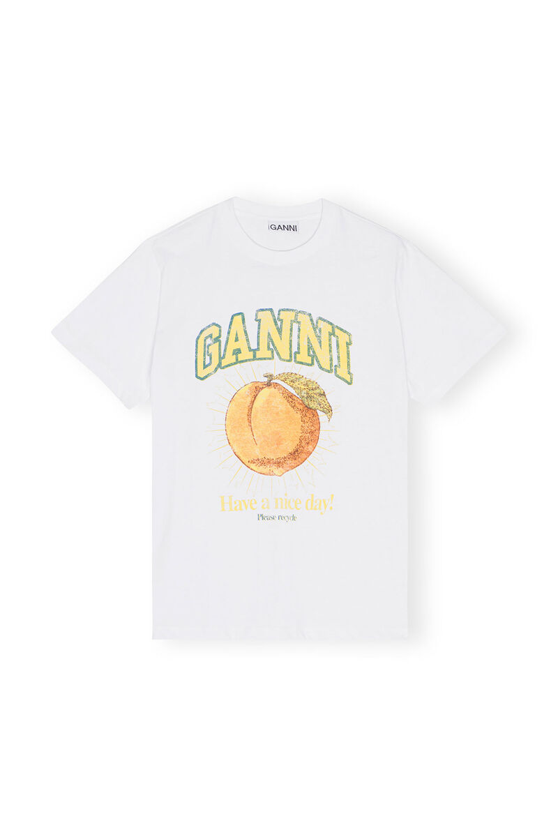 T-shirt décontracté Peach , Cotton, in colour Bright White - 1 - GANNI
