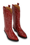 Embroidered Western Boots, Leather, in colour Barbados Cherry - 3 - GANNI