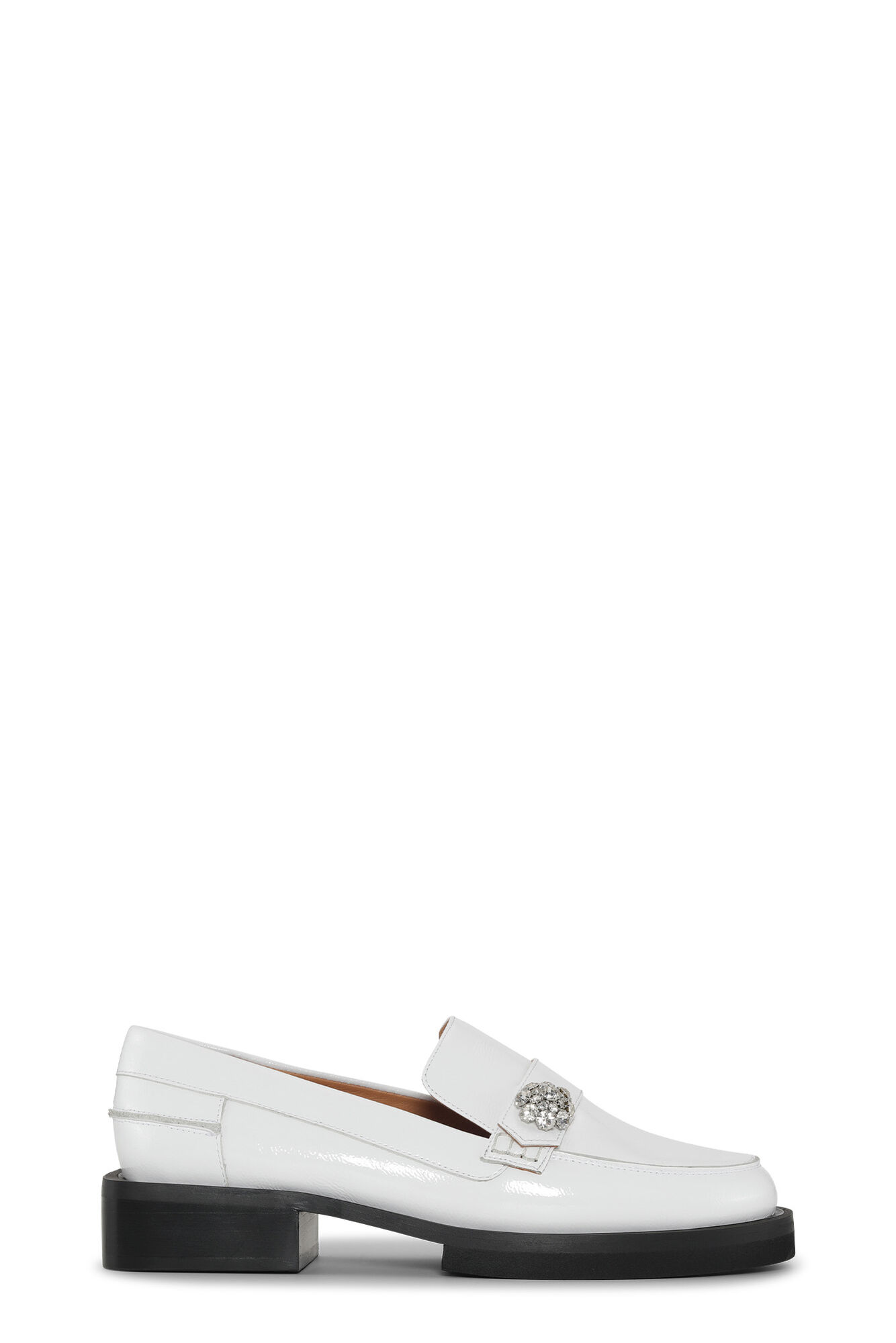 Jewel Moccasins, Calf Leather, in colour Egret - 1 - GANNI