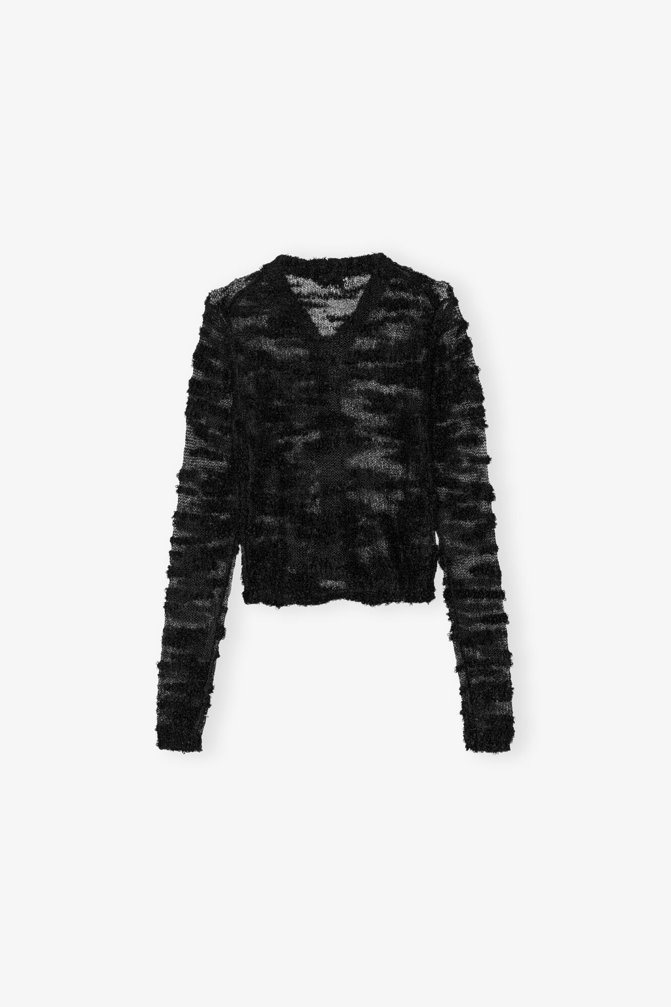 Black Alpaca Mohair Boucle Cardigan, Alpaca, in colour Black - 2 - GANNI