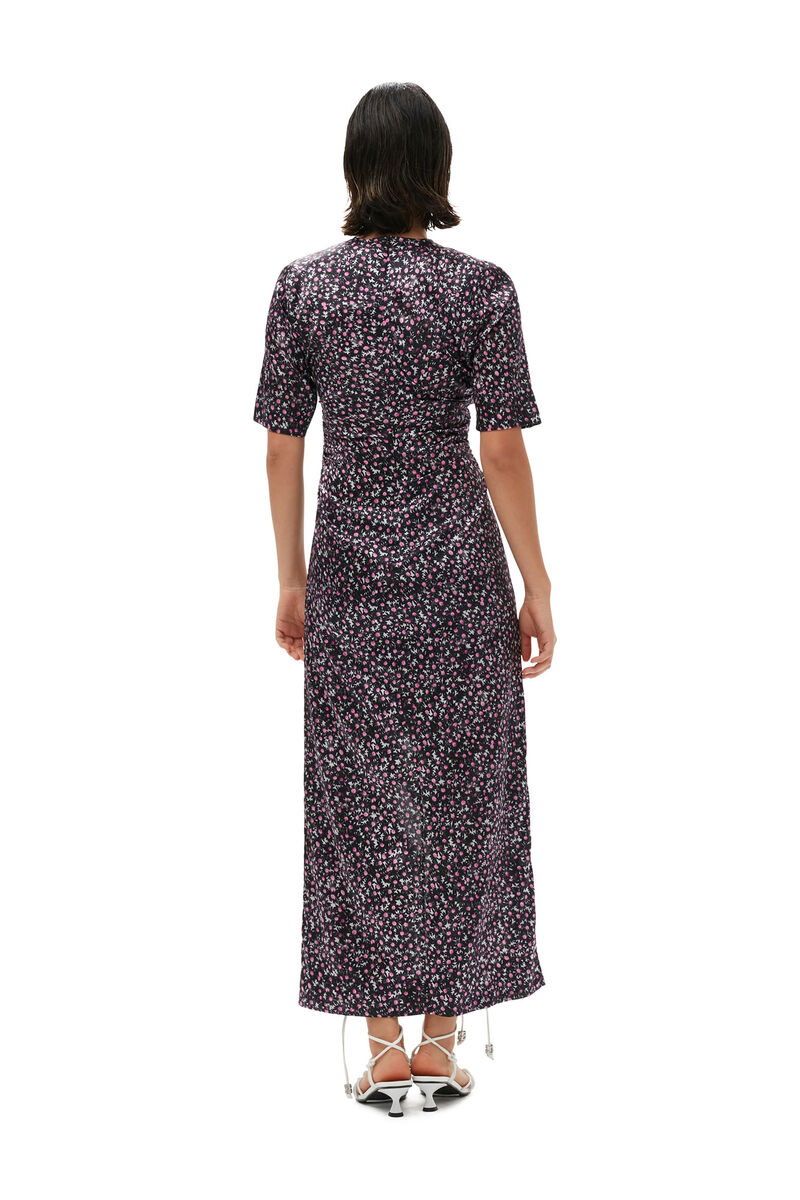 Silk Stretch Satin Maxi Dress, Elastane, in colour Black - 2 - GANNI