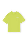Avslappet t-skjorte med logo, Cotton, in colour Lime Popsicle - 1 - GANNI
