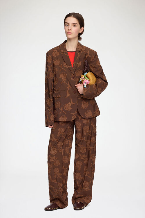 Trousers in Brown Fil Coupe, Cocoa Brown