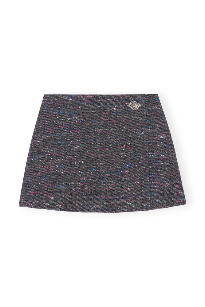 Multi Wool Mini Skirt, Phantom