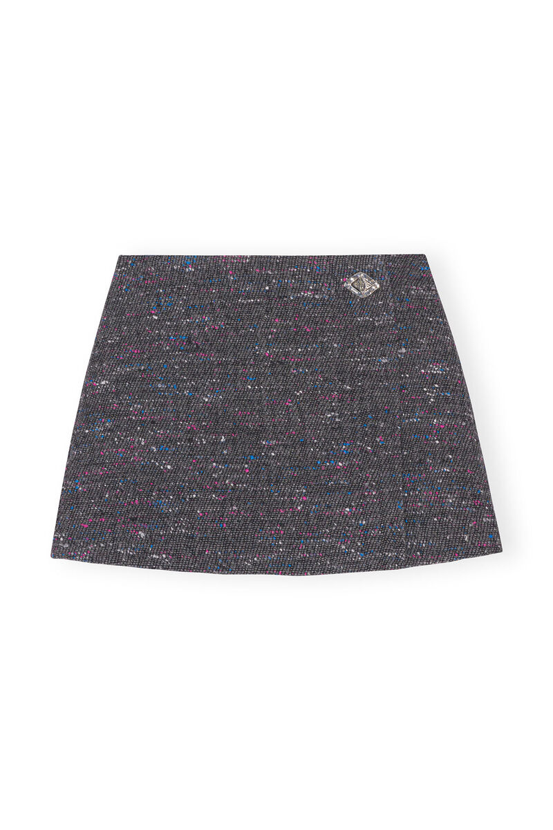 Multi Wool Mini Skirt, Polyamide, in colour Phantom - 1 - GANNI