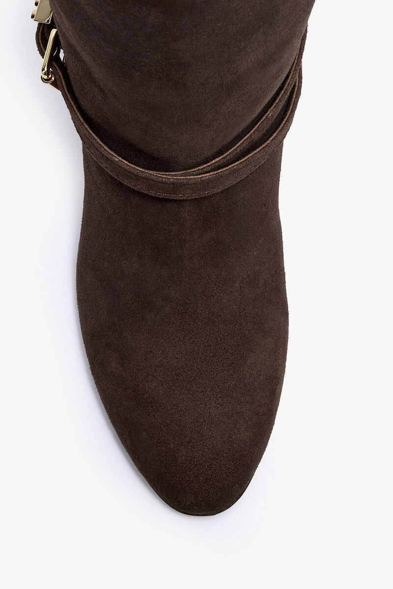 Kat High Boot in Brown Suede, Recycled Leather, in colour Chicory Coffee - 3 - GANNI