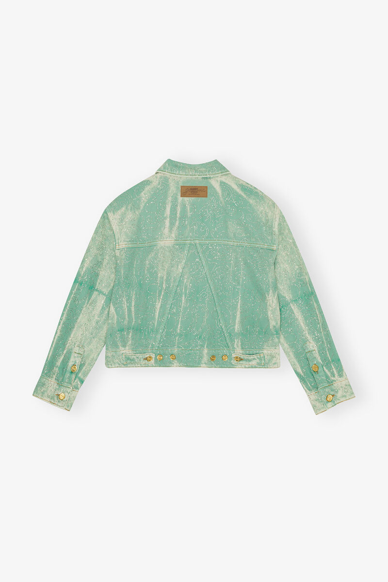 Green Washed Denim Jacket, Cotton, in colour Brook Green - 2 - GANNI