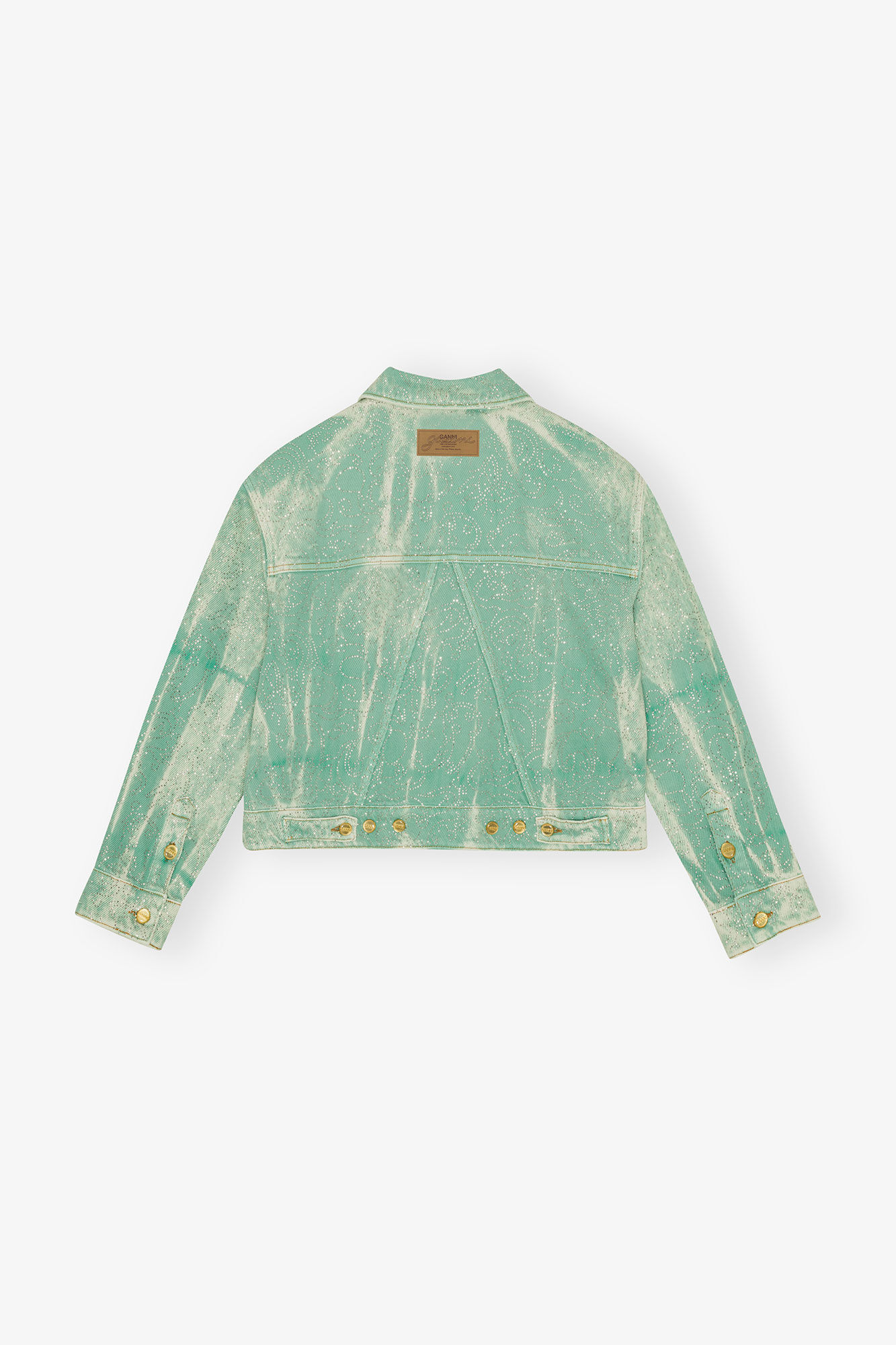 Green Washed Denim Jacket, Cotton, in colour Brook Green - 2 - GANNI