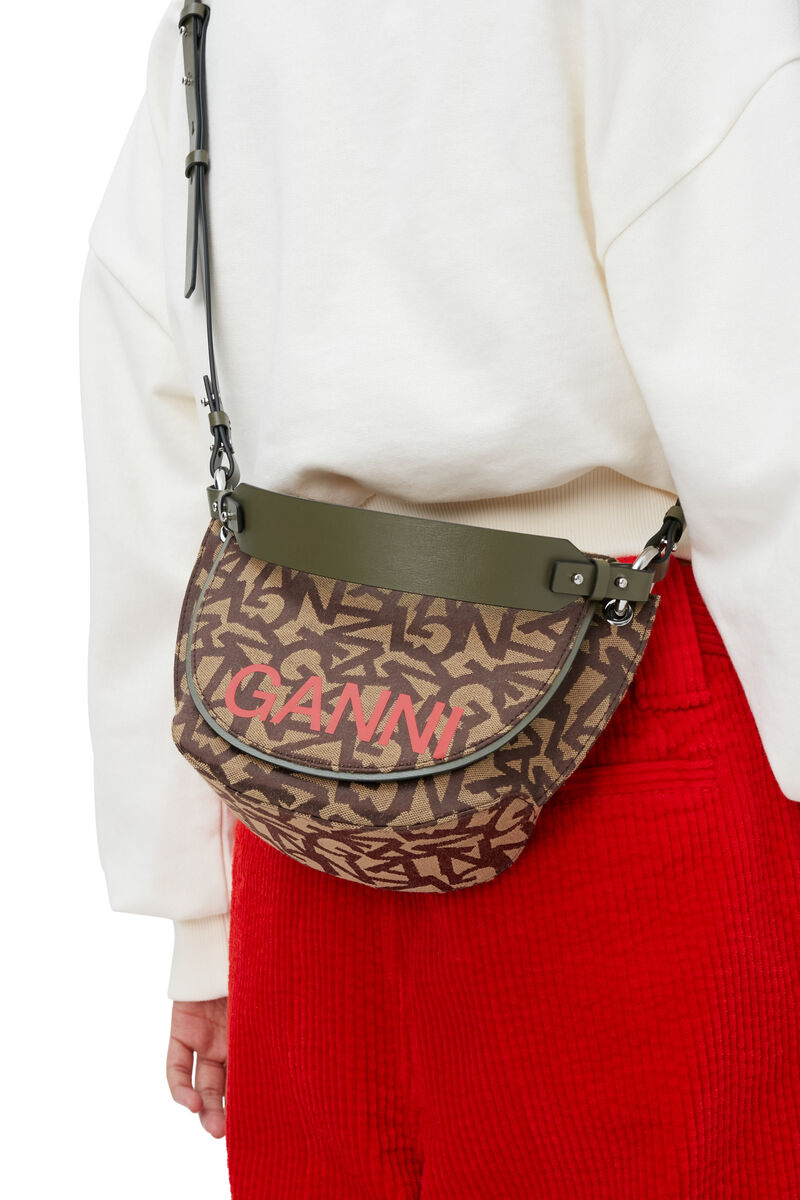 Banner Saddle Bag, Cotton, in colour Ermine - 3 - GANNI