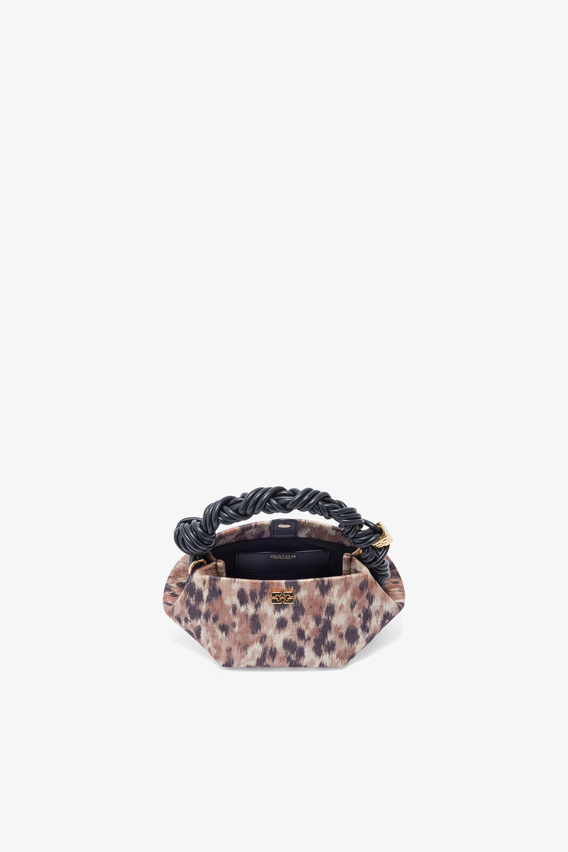 Mini Bou-veske i trykt taft, Recycled Polyester, in colour Burro - 3 - GANNI