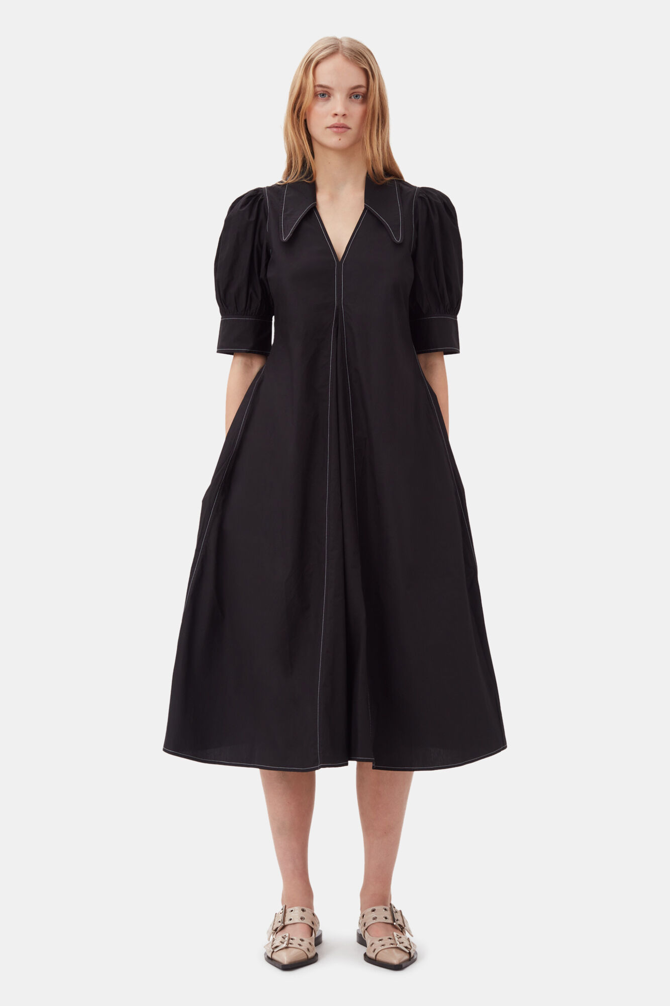 Poplin Midi Dress | GANNI AU