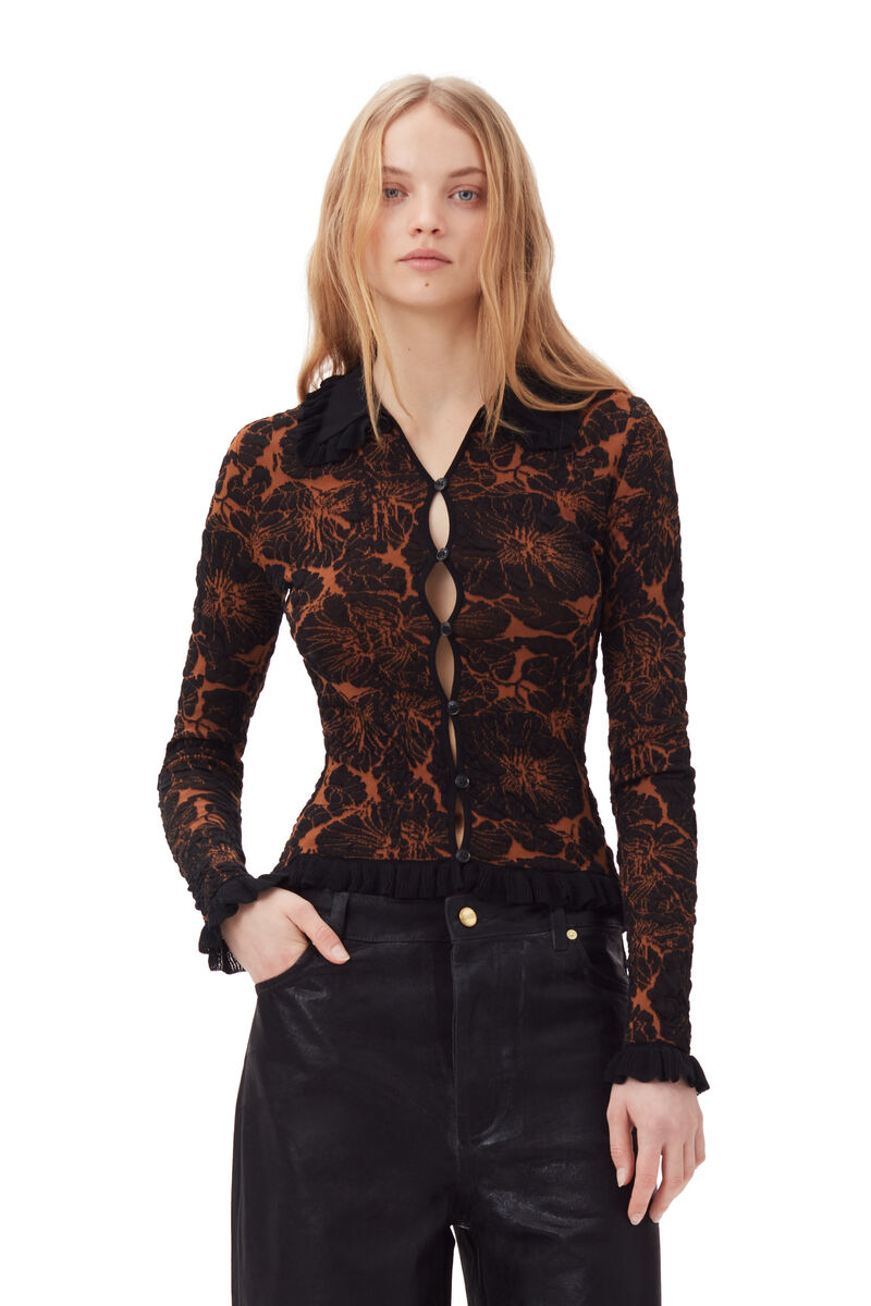 Tortoise Shell 3D Jacquard Cardigan | GANNI IT