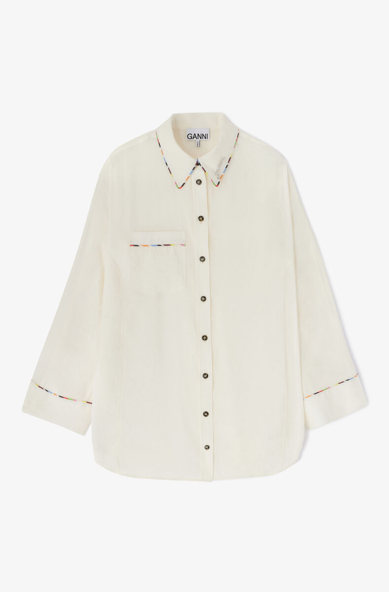 Chemise raglan en modal fluide, Modal, in colour Egret - 1 - GANNI