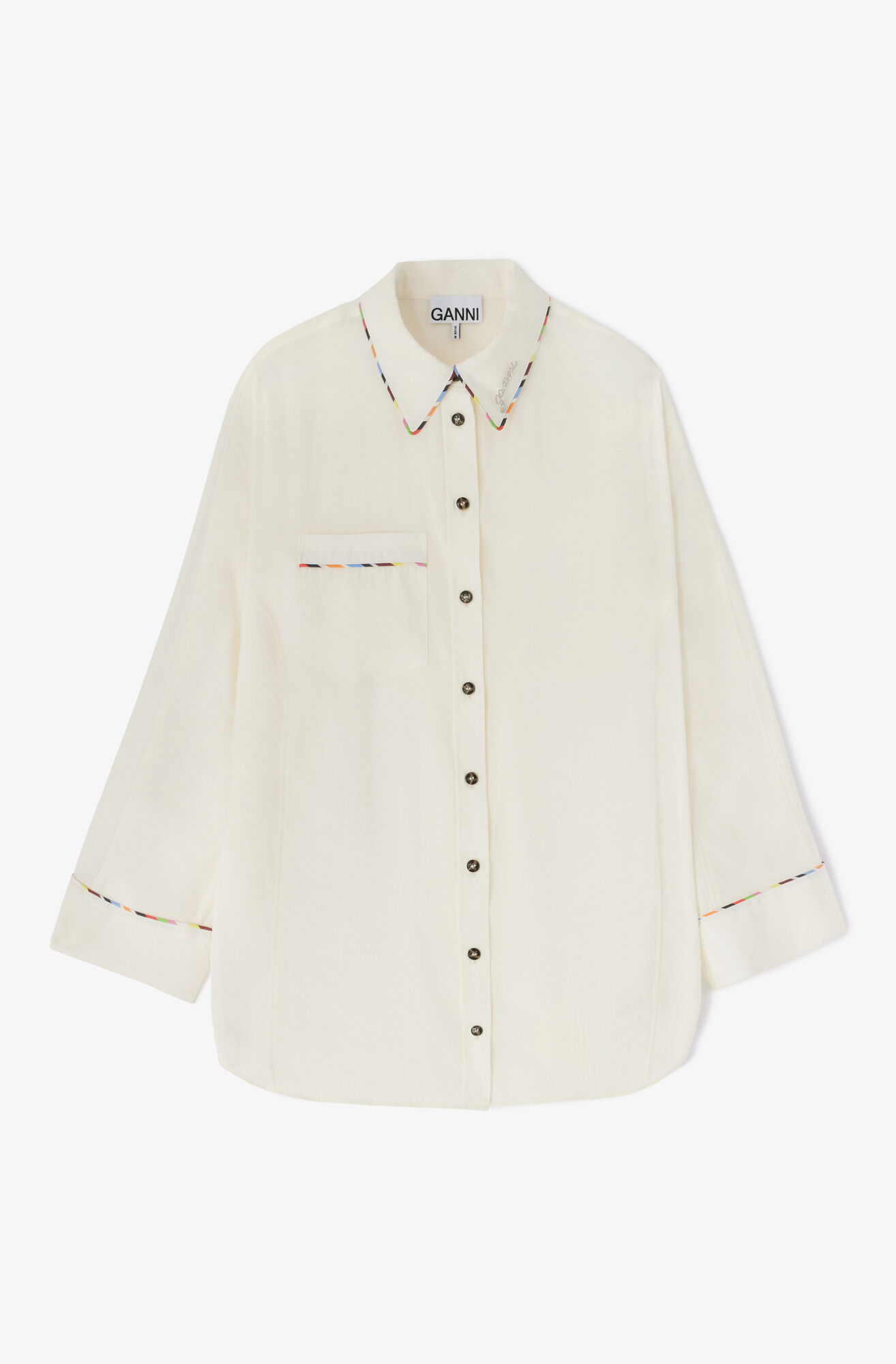 Chemise raglan en modal fluide, Modal, in colour Egret - 1 - GANNI