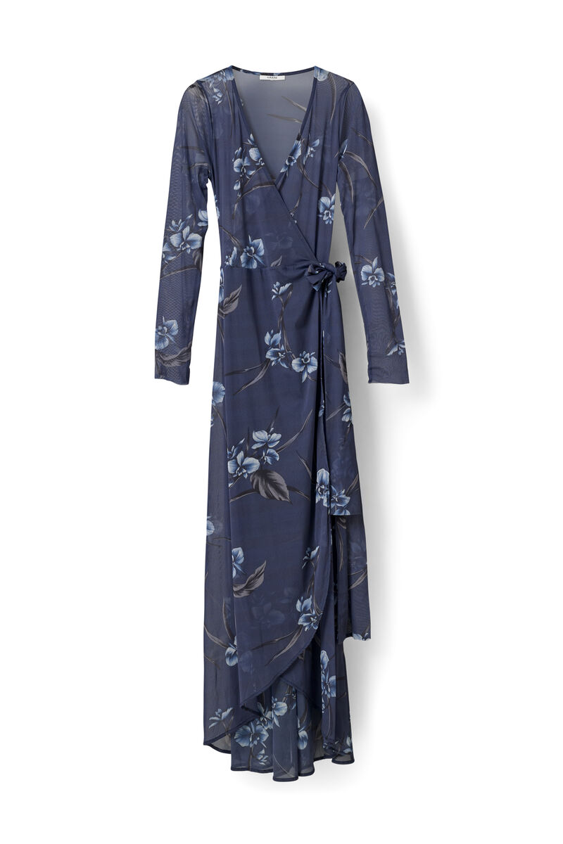 Etsu Mesh Dress, in colour Iris Orchid - 1 - GANNI