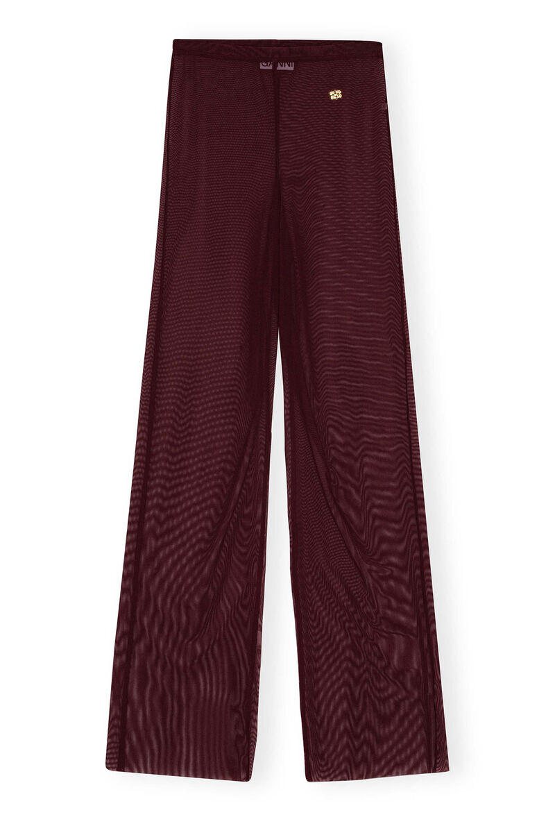 GANNI x Paloma Elsesser Mesh Straight Trousers, Recycled Nylon, in colour Port Royale - 1 - GANNI