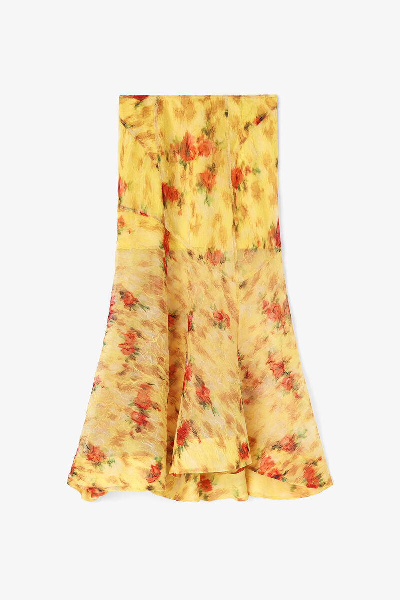 Skirt in Printed Shibori Organza, Recycled Polyester, in colour Aurora - 1 - GANNI