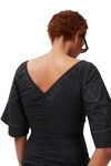 Ruched Mini Dress, Cotton, in colour Black - 7 - GANNI