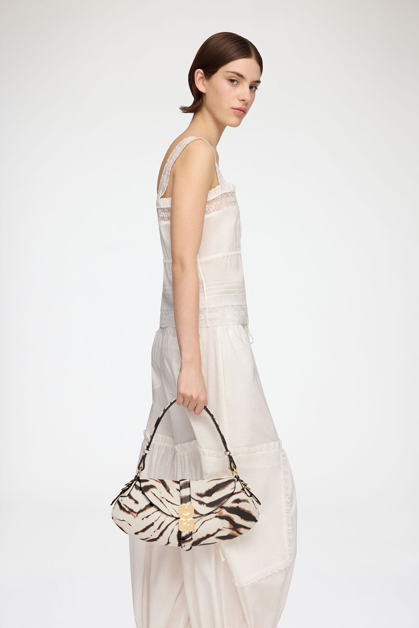 B-Kat in Zebra, Recycled Polyester, in colour Egret - 2 - GANNI