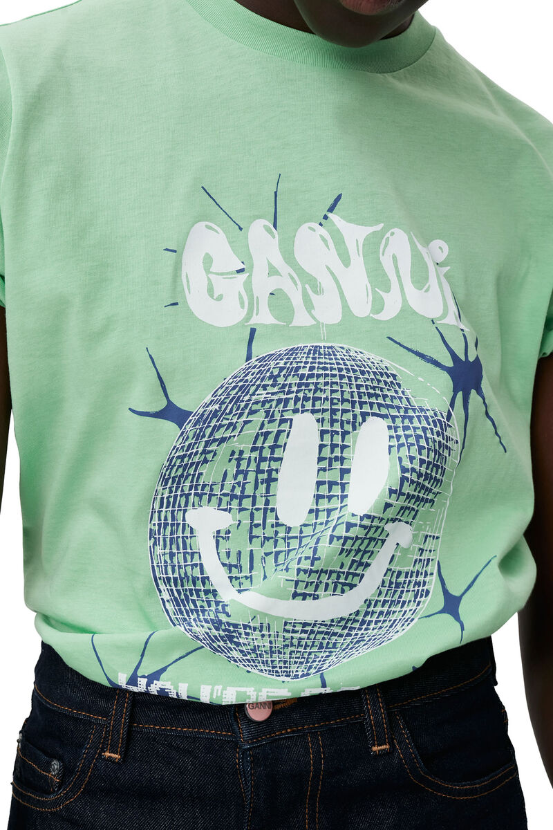 Smiley Relaxed T-shirt, Cotton, in colour Peapod - 4 - GANNI