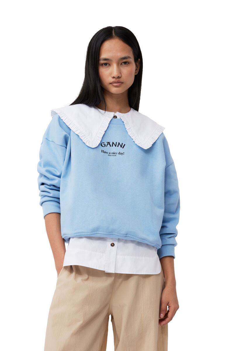 Sweat-shirt Blue Isoli Oversized, Cotton, in colour Placid Blue - 1 - GANNI