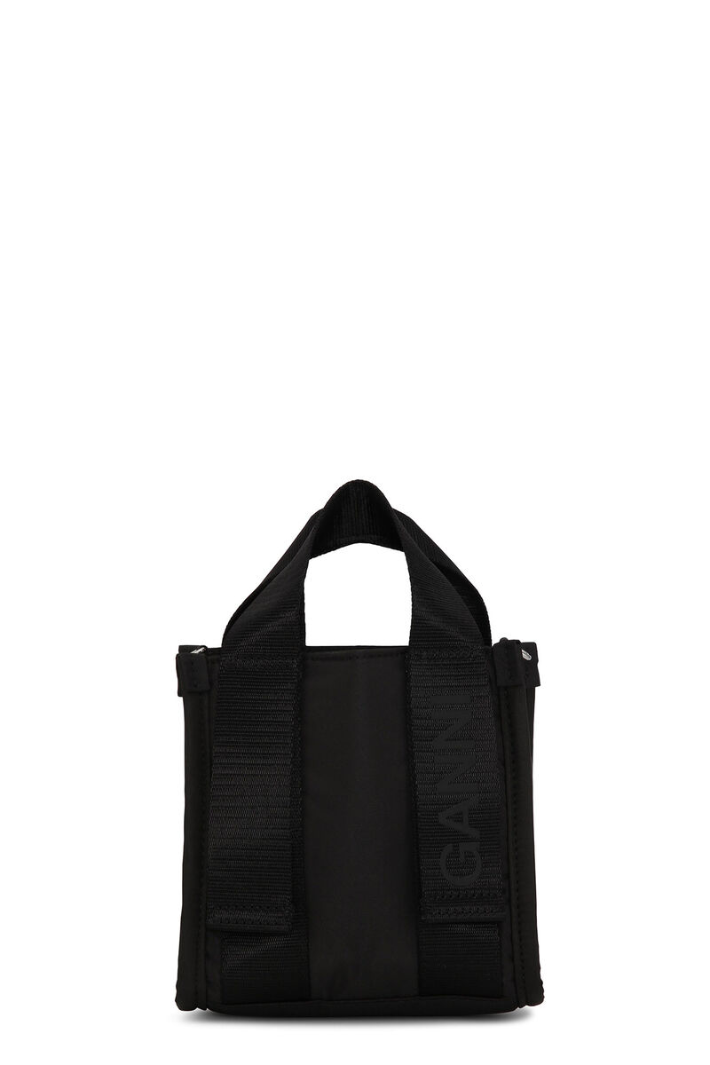 Mini Black Tech Tote, Recycled Polyester, in colour Black - 1 - GANNI