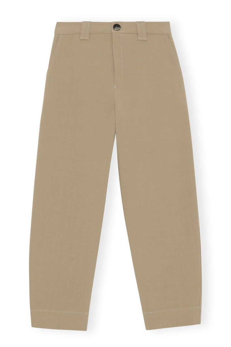 Pantalon de costume en coton, Cotton, in colour Petrified Oak - 1 - GANNI