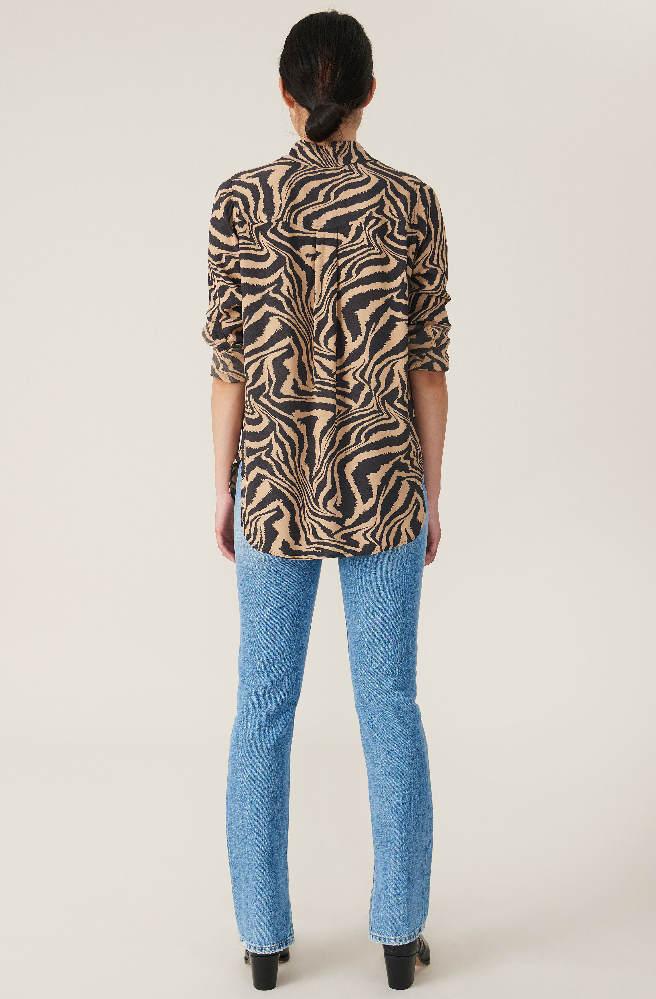 ganni printed crepe blouse
