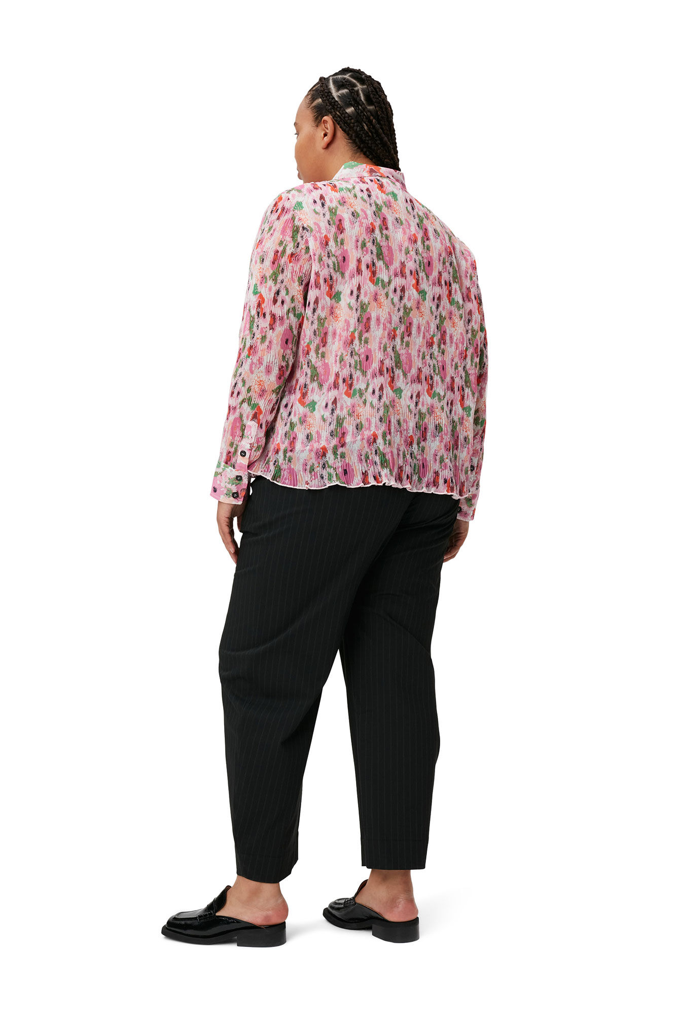 Blus i plisserat georgettetyg, Recycled Polyester, in colour Sugar Plum - 2 - GANNI
