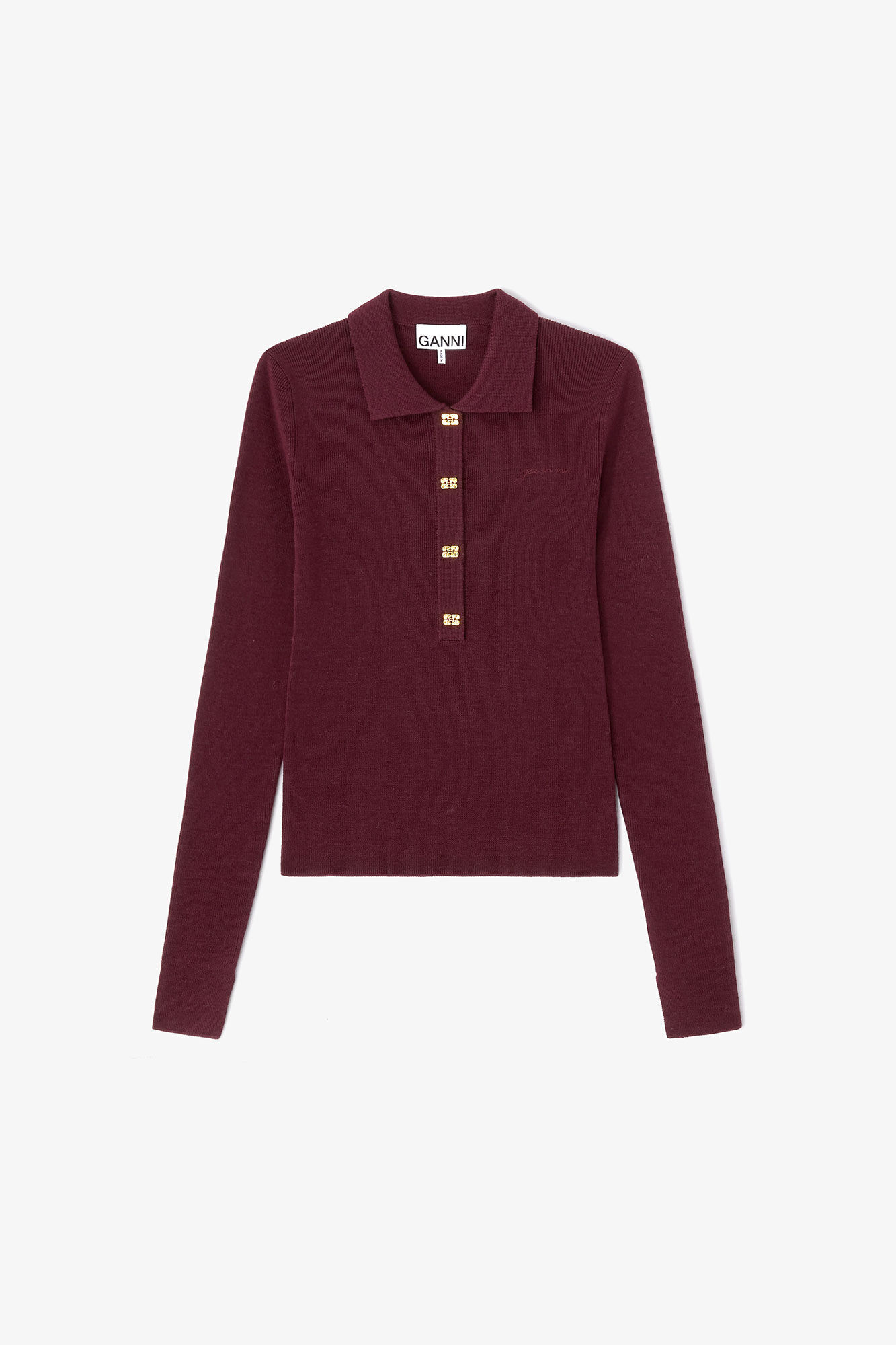 トップス ganni polo lace mohair knit GANNI（ガニー） ニット セーター GANNI Mohair Lace Polo レディース