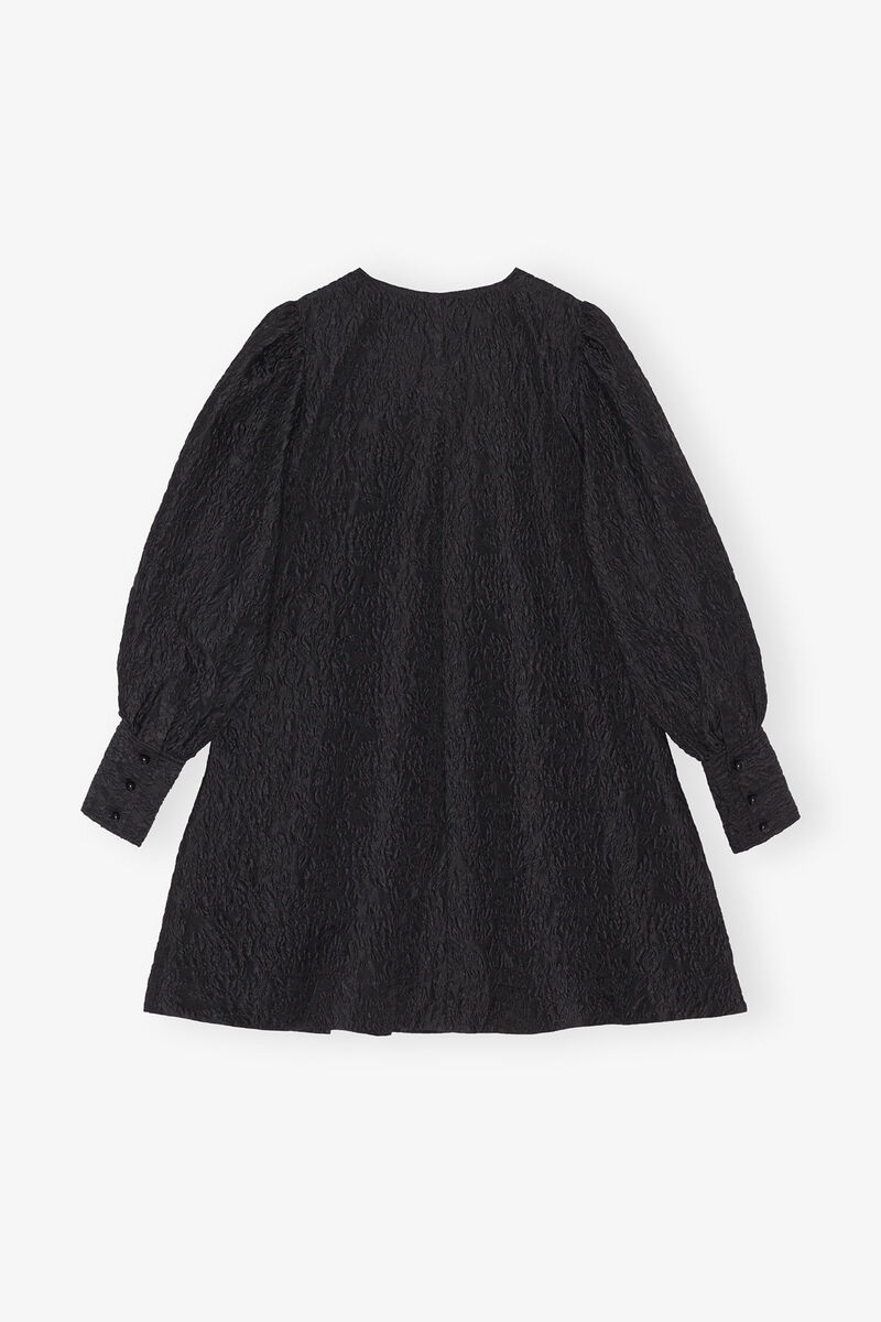 Black Jacquard Organza Mini Dress, Polyamide, in colour Black - 2 - GANNI