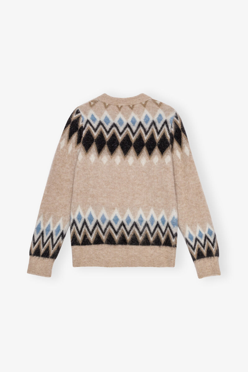 Multicolor Fine Brushed Alpaca Sweater, Alpaca, in colour Latte - 2 - GANNI