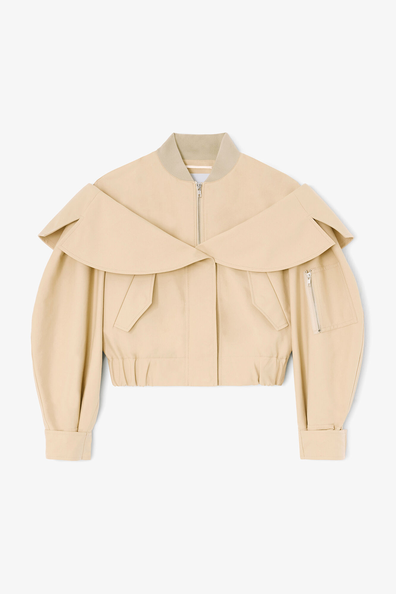 Bomberjakke i beige bomuld, Organic Cotton, in colour Warm Sand - 1 - GANNI
