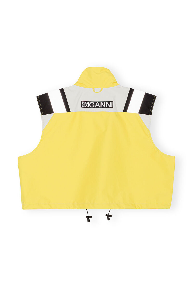 GANNI x 66°North Kria Cropped Vest, Recycled Polyester, in colour Blazing Yellow - 2 - GANNI