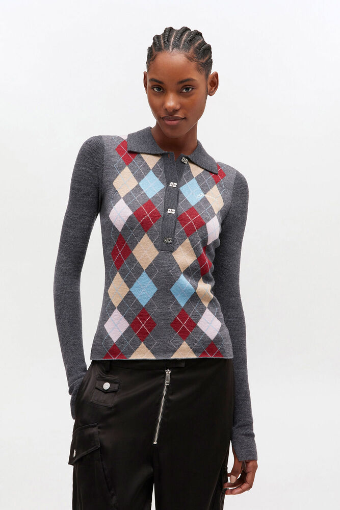 Dark Grey Knitted Polo Shirt, Paloma