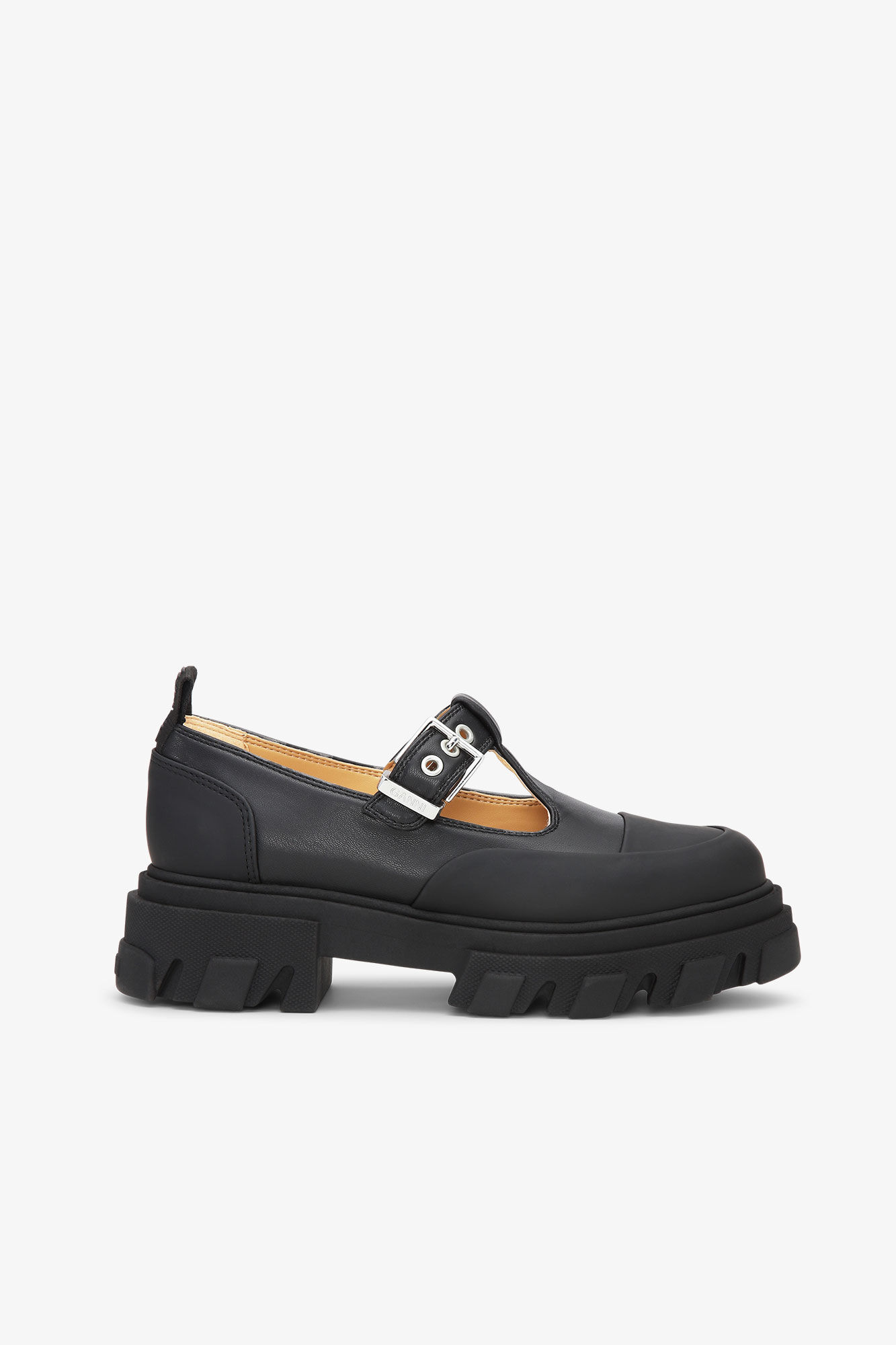 Black Cleated Mary Jane Shoes, Polyester, in colour Black - 1 - GANNI