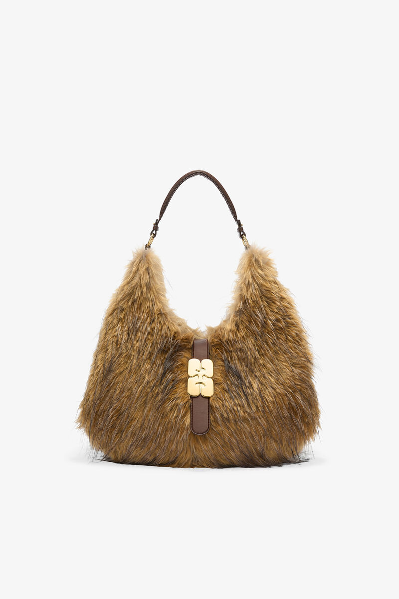 Alternative Fur Large Kat Bag, Recycled Polyester, in colour Foxtrot - 1 - GANNI