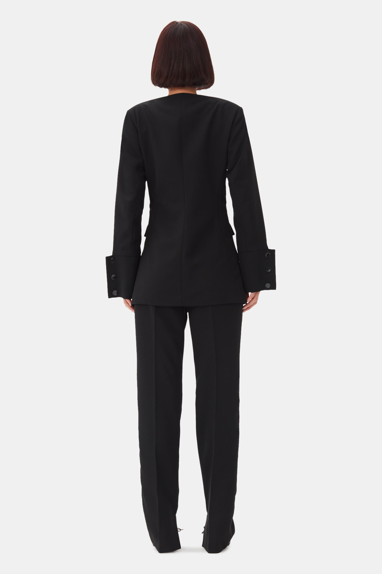 Black Suiting Fitted Blazer, Polyester, in colour Black - 4 - GANNI