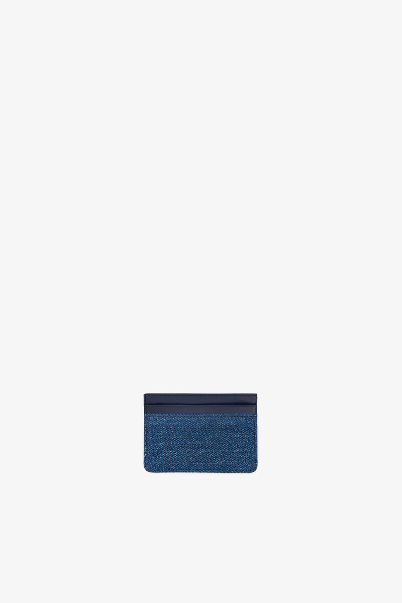 Bou Card Holder in Denim, Recycled Cotton, in colour Faded Denim - 2 - GANNI