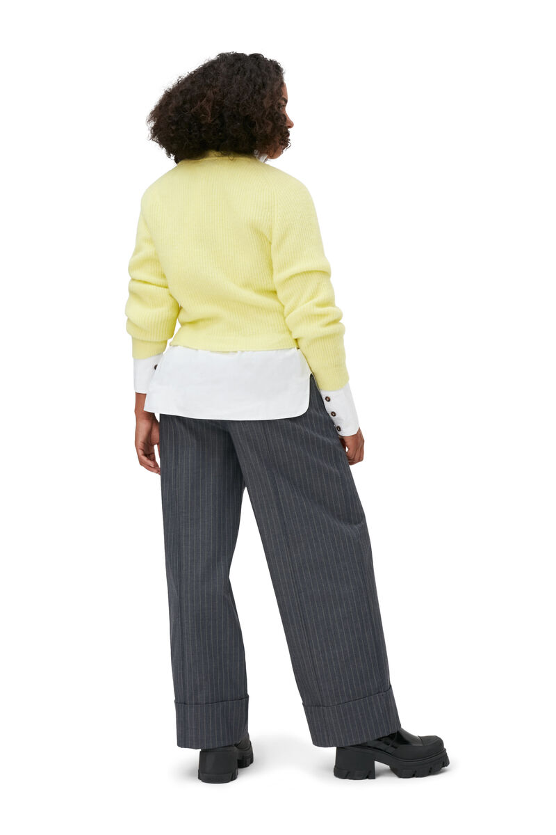 Wool Cardigan, Alpaca, in colour Elfin Yellow - 2 - GANNI