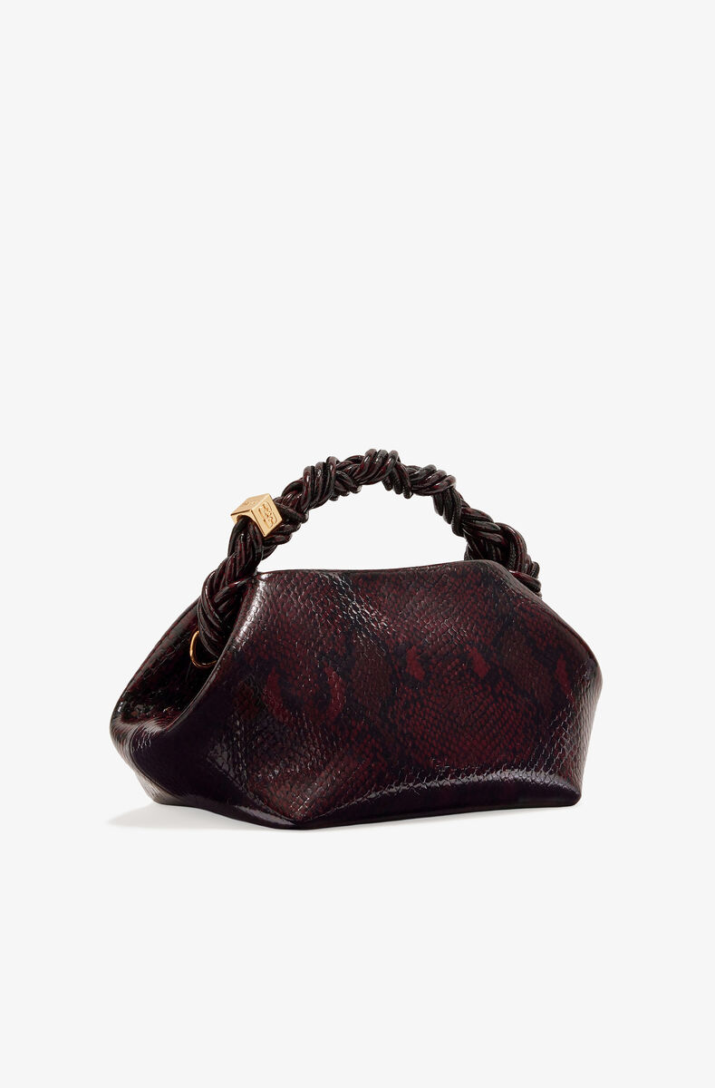 Burgundy Snake Small GANNI Bou Bag, Polyester, in colour Dark Burgundy - 2 - GANNI