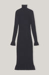 Knit Turtleneck Midi Dress, Elastane, in colour Dark Navy - 1 - GANNI