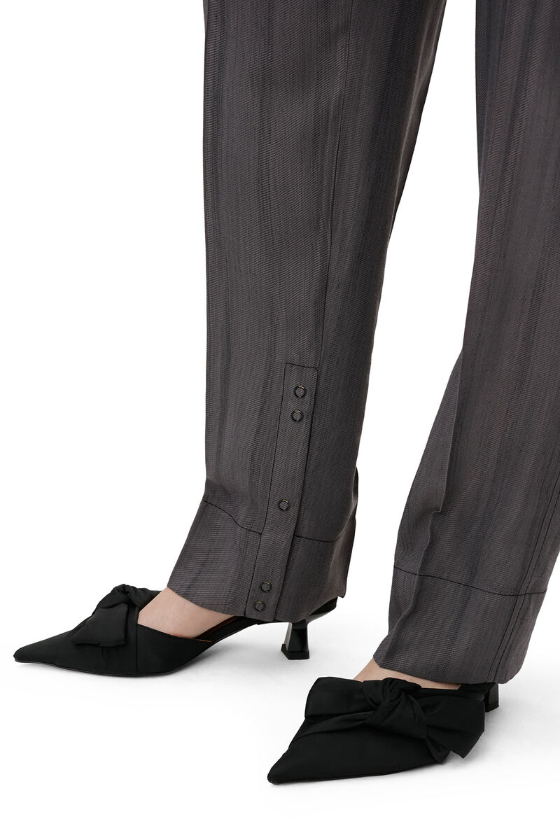 Drapey Stripe Pants, LENZING™ ECOVERO™, in colour Black Stripes - 6 - GANNI