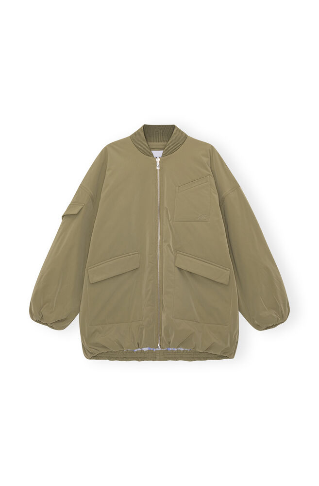 Green Light Twill Oversized Bomber Jacket