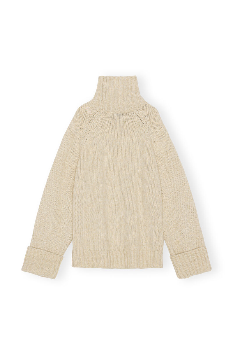Oversized Cable Pullover, Acryl, in colour Egret - 2 - GANNI