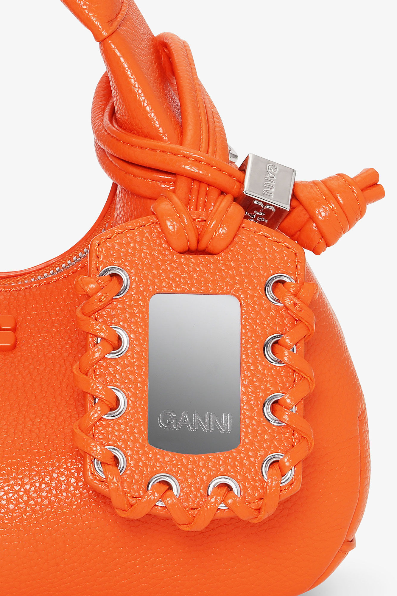Orange Mini Hobo Bag, Polyurethane, in colour Russet Orange - 5 - GANNI
