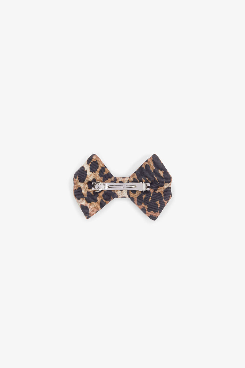 Leopard Bow Hairclip, in colour Almond Milk - 2 - GANNI