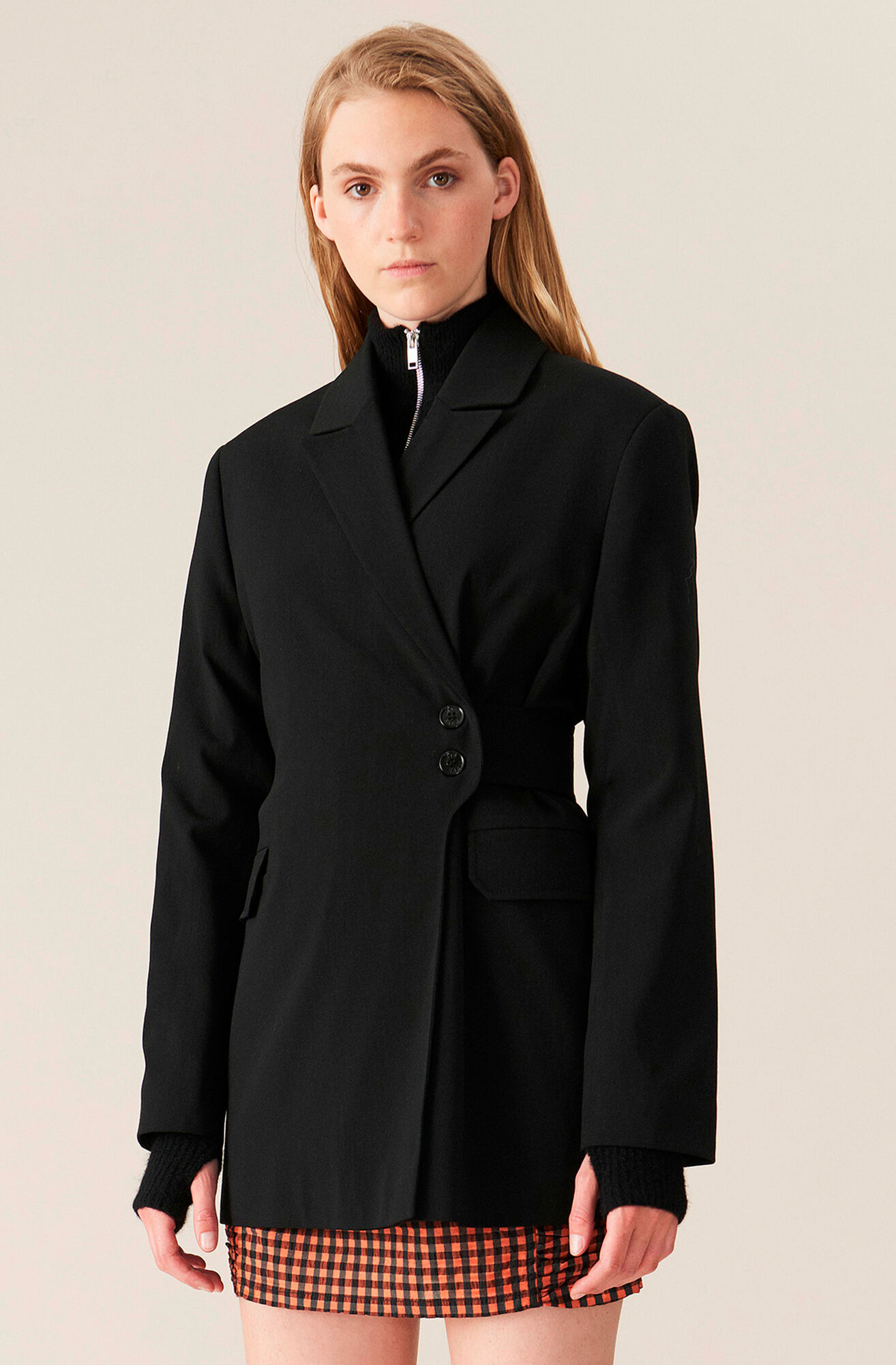 Melange Suiting Blazer Ganni Dk
