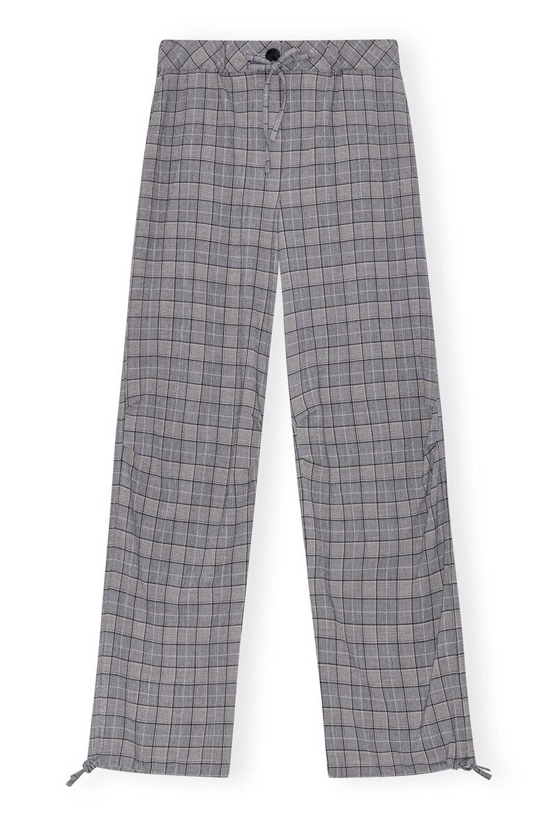 GANNI x Paloma Elsesser Check Mix Drawstring Trousers, Elastane, in colour Frost Gray - 1 - GANNI