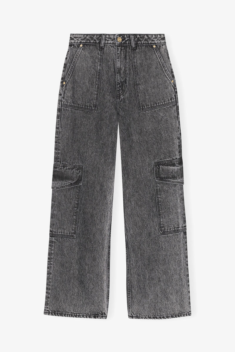 Jeans Angi noir d&eacute;lav&eacute;, Organic Cotton, in colour Black Washed - 1 - GANNI